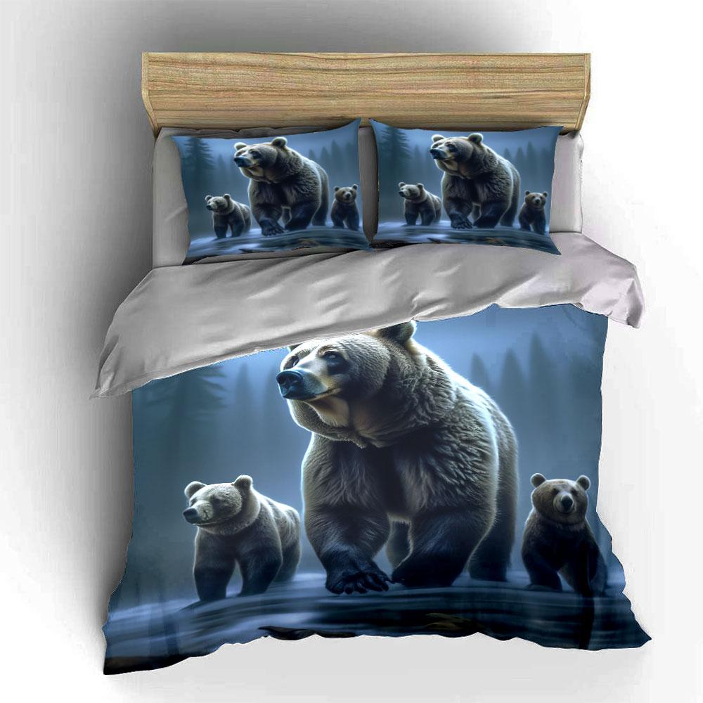 Bear Family Figurine Set Multiple Sizes Kid S And Adults Bedroom Exquisite 3Pc Bedding Set, Gift EU Twin 135X200cm&set