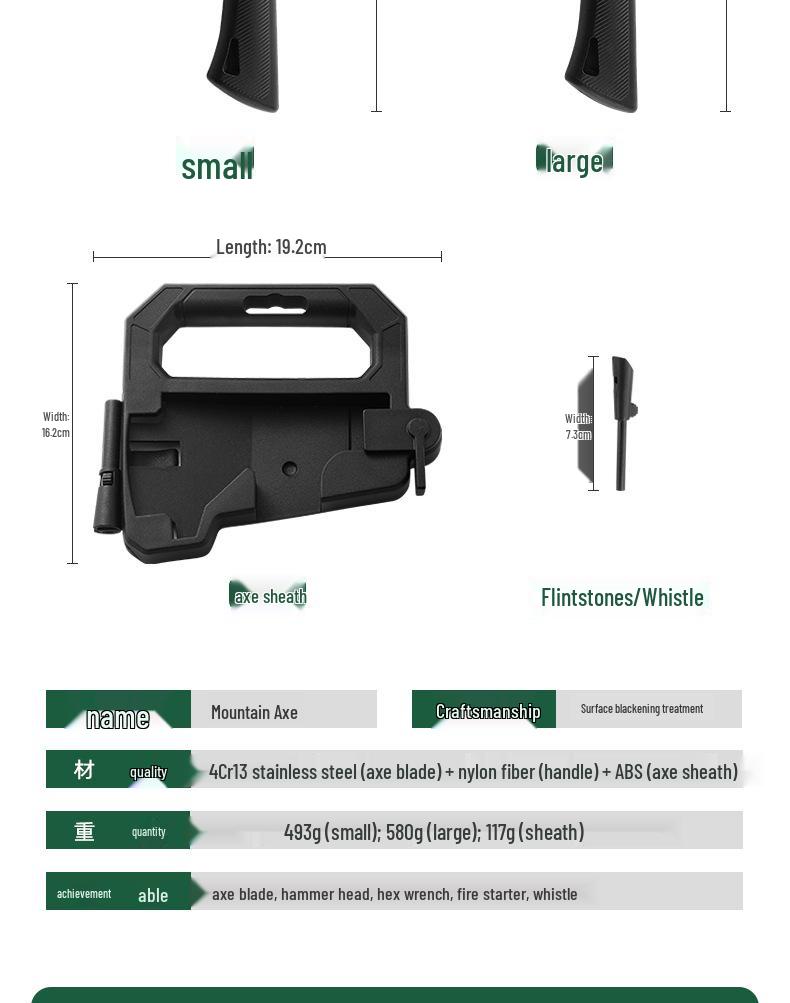 Axe Outdoors Camping & Tactical Multifunctional Axe for Woodworking, Chopping, and Firefighting