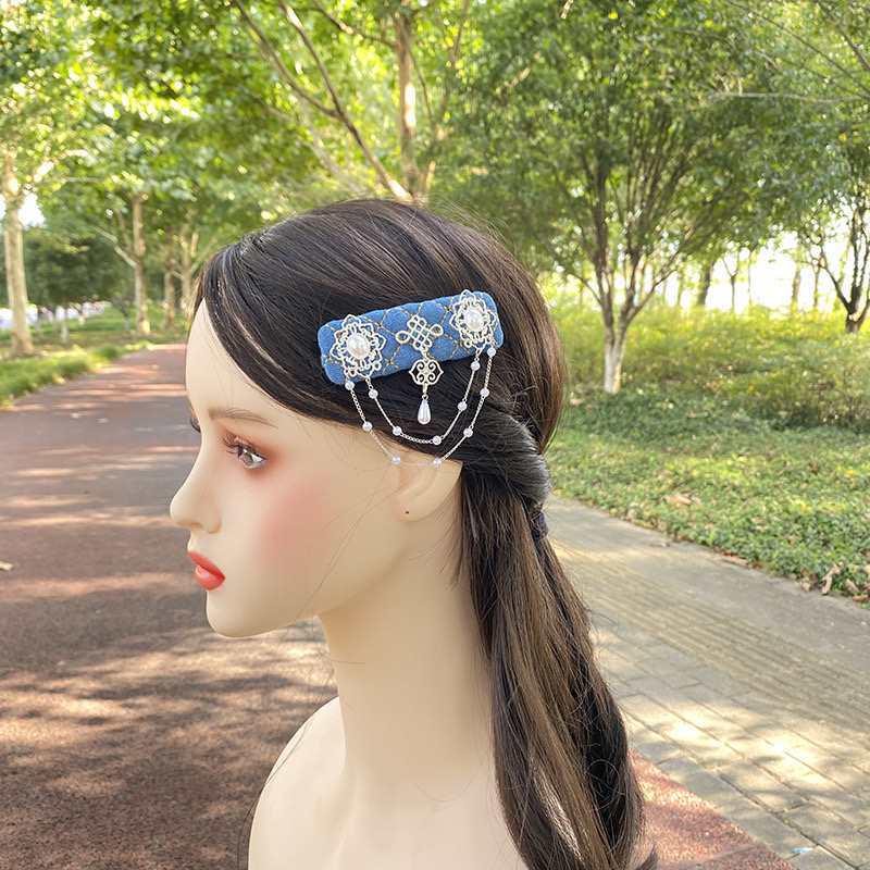 Mongolian Style Turquoise Hairpins: Retro Silver Women s Bridal Chain Clips