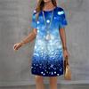 New Summer Dresses Women Dot Gradient Tie Dye 3D Print Short Sleeve Dress Casual Fashion A-Line Dress
