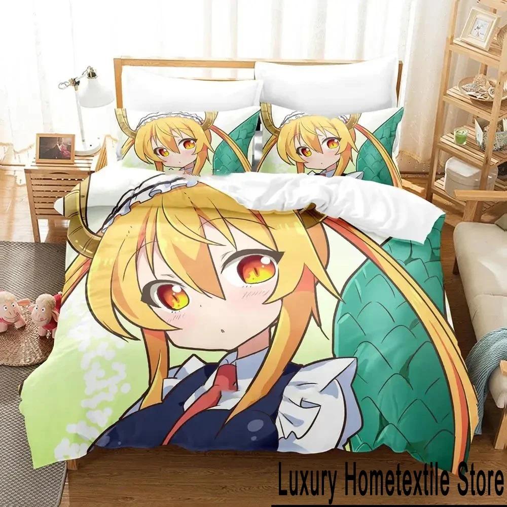 Anime Miss Kobayashi's Dragon Maid Bedding Set Duvet Cover Bed Set Quilt Cover Pillowcase Comforter King Queen Size Boys Adult