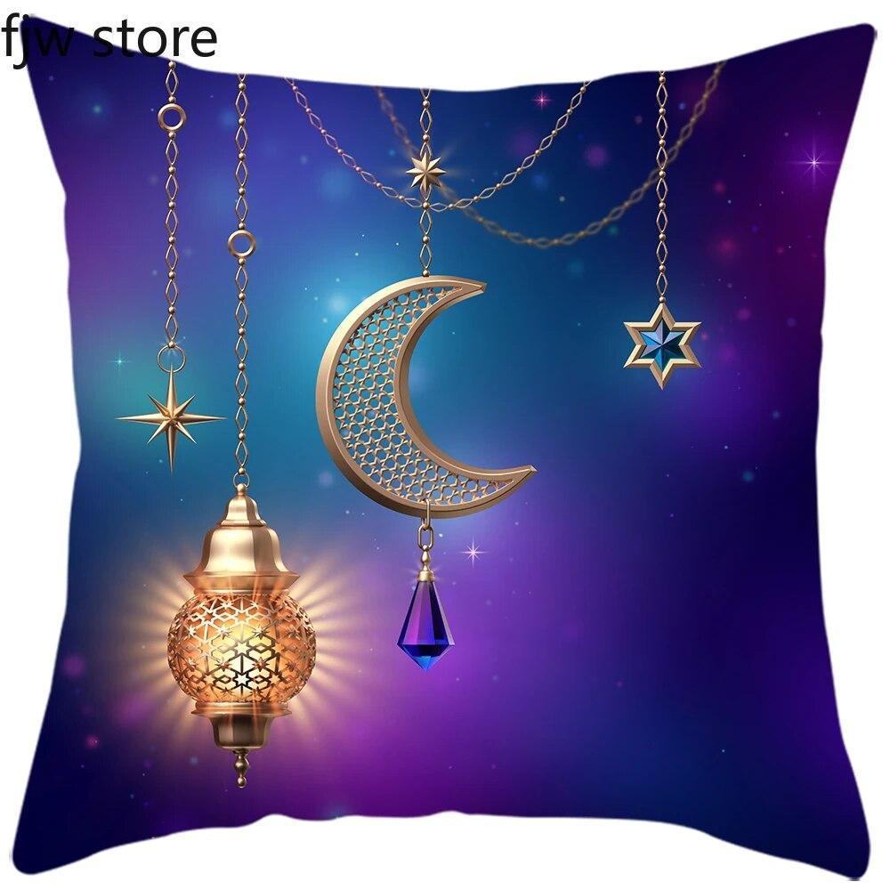 2024 New Eid Al Fitr Home Decoration Pillowcases Islamic Muslim Ramadhan Pillowcases Mosque Decorative Pillowcases