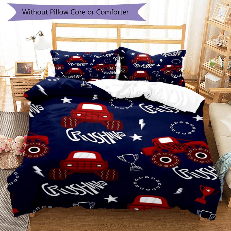 3pcs Truck Bedding Set Duvet Cover Closure Includes 1 Duvet Cover & 2 Pillowcases, Soft and Comfortable for All Seasons.