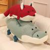 Cute Simulation Crocodile Snow Leopard Doll Plush Toy Lying Down Fox Doll Children Accompany Soothing Puppet
