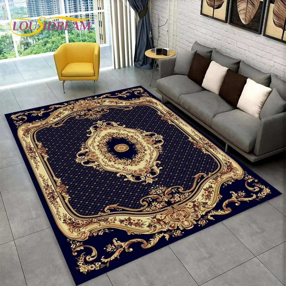 Red Turkish Floral Print Carpet Living Room Sofa Decor Bedroom Bedside Nonslip Rug Lounge Coffee Table Floormat Welcome Rug