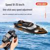 Hongxunjie HJ810B High-Speed Remote Control Speedboat with Anti-Flip, 35KM/h Speed, LED Lights, Large Size, and Long Battery Life.