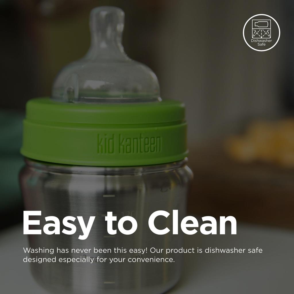 Klean Kanteen Fast Flow Baby Bottle 3 Holes Nipple, 19322045000003, Clear,