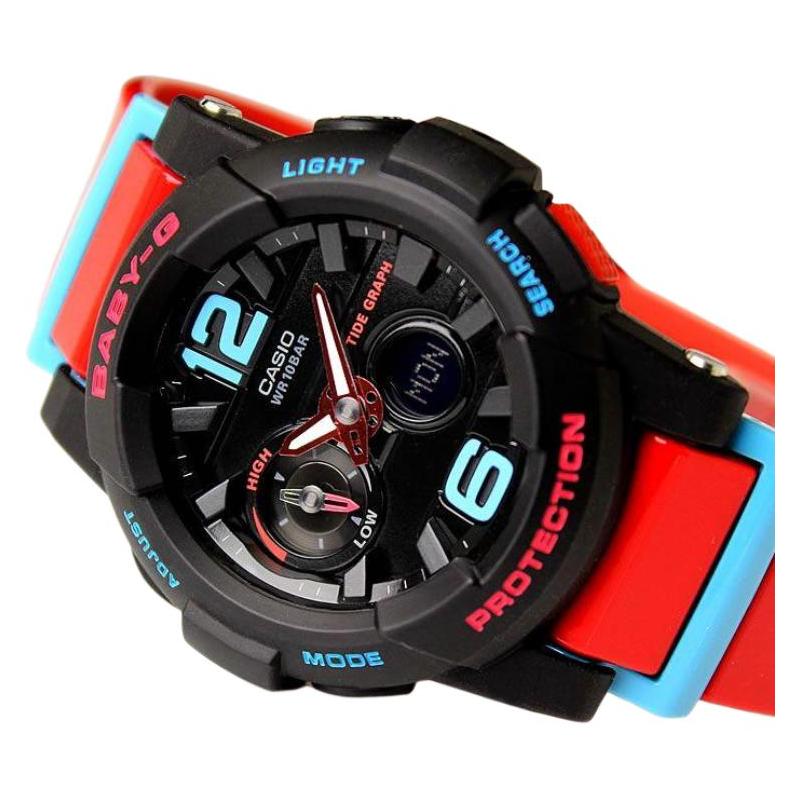 Casio CASIOBABY-G Series Street Style Tide Moon Phase Contrast Color Multifunctional Sports Women's Watch Quartz Movement Resin Strap BGA-180-4B2021