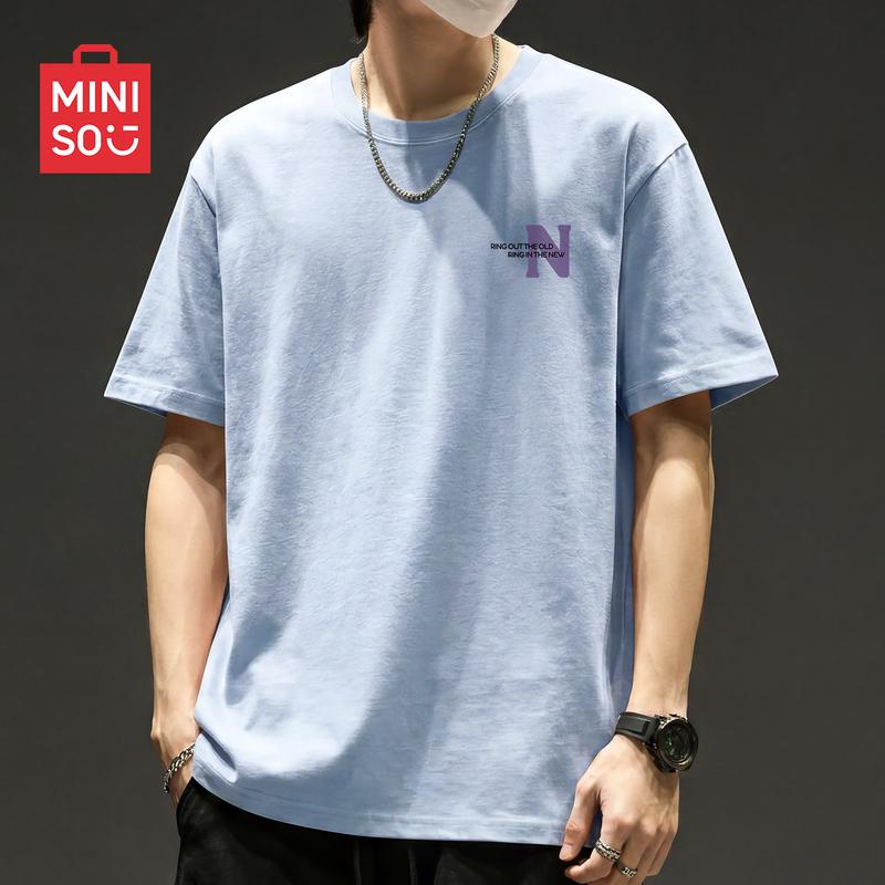 MINISO Men's Pure Cotton Loose-Fit Round-Neck T-Shirt