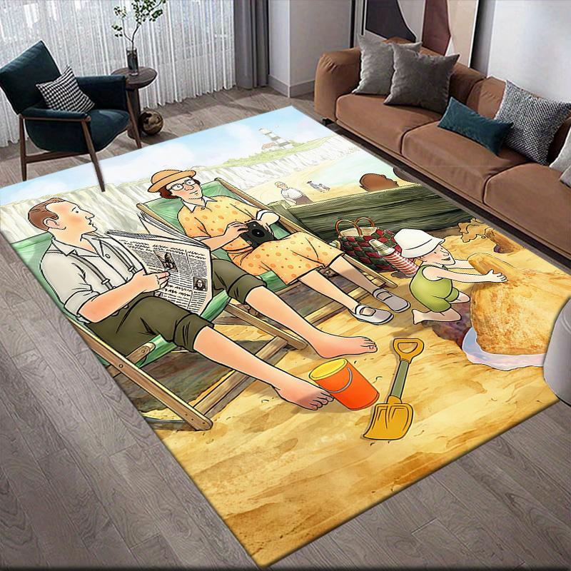 Ethel & Ernest Flannel Pattern Square Carpet,Area Rug,Carpet Rug for Living Room Bedroom Sofa Playroom Decor,Non-slip Floor Mat