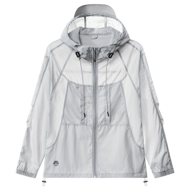 Summer Ultra-Thin Soft Ice Silk Sun Protection Clothing Men UV Protection Outdoor Fishing Hooded Climbing Jacket