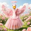 Yousheng 1 Set Angel Goose Outfit, Porch Goose Angel Devil Costume, Feather Wings Skirt Headband Wand Set, Fits Porch Goose Statue for Home Yard Lawn