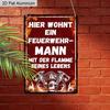 2D Flat 1pc Vintage German Firefighter Aluminium Wall Art Sign, 8x12 Aluminium Rustic Home Decor Fire Station
