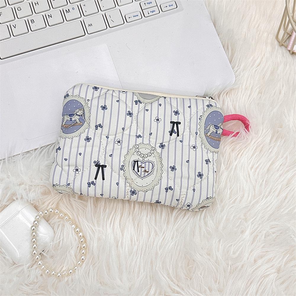 Cartoon Quilted Makeup Bag - Small Clutch & Coin Purse