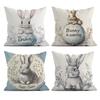 1Pc Easter Day Cushion Covers Polyester Rabbit Easter Eggs Pillow Cover For Sofa Chair Bed Car Easter Party Table Decoration