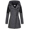 Women Hooded Mid Length Warm Windbreaker Coat with Oblique Zipper Woolen