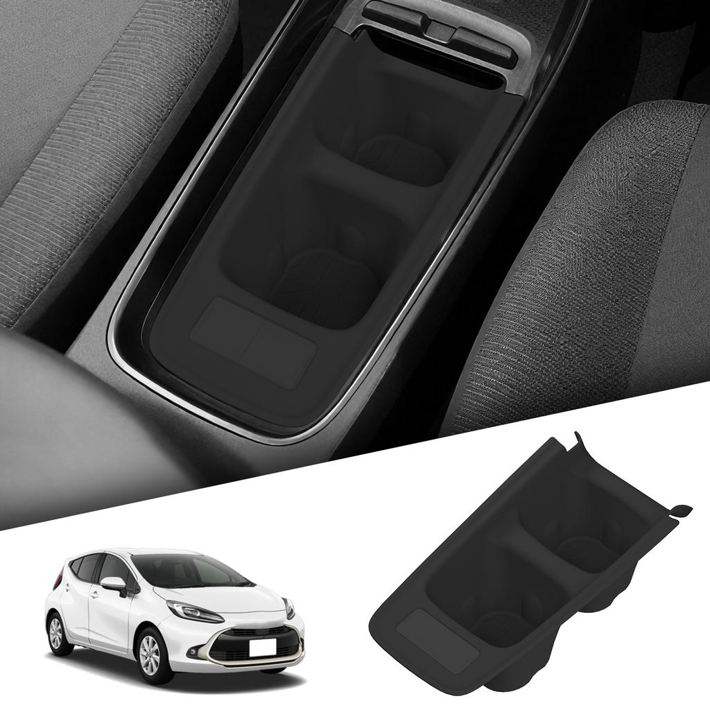 For Toyota AQUA 2025-2025 Silicone Car Center Control Cup Holder Drink Center Storage Box Automotive Interior Accessories Black