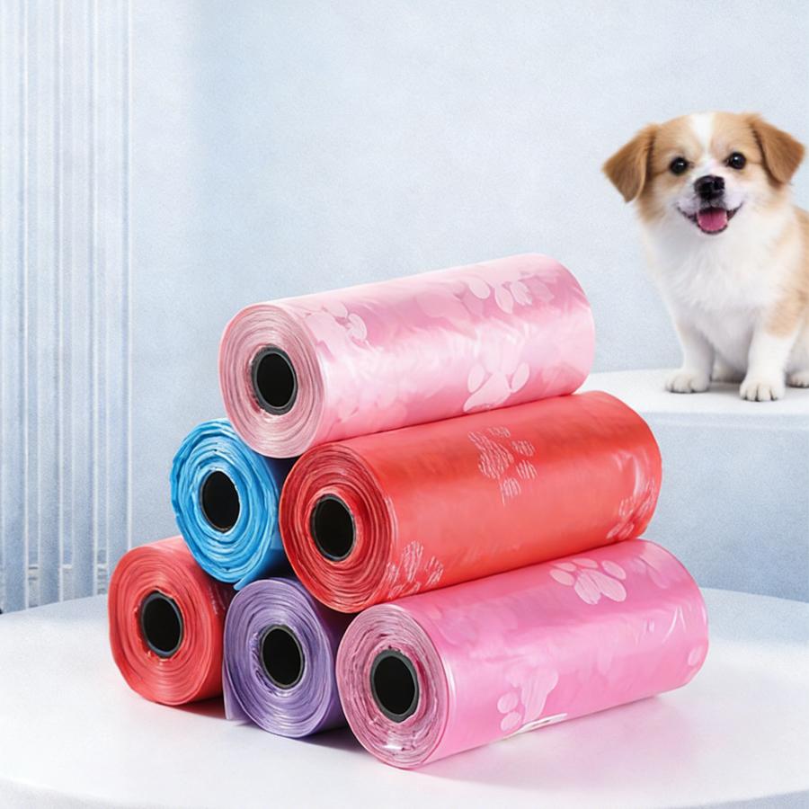 6 Rolls Printed Pet Poop Bags, Dog & Cat Waste Bags for Outdoor Cleanup, Disposable Leak-Proof Pickup Bags