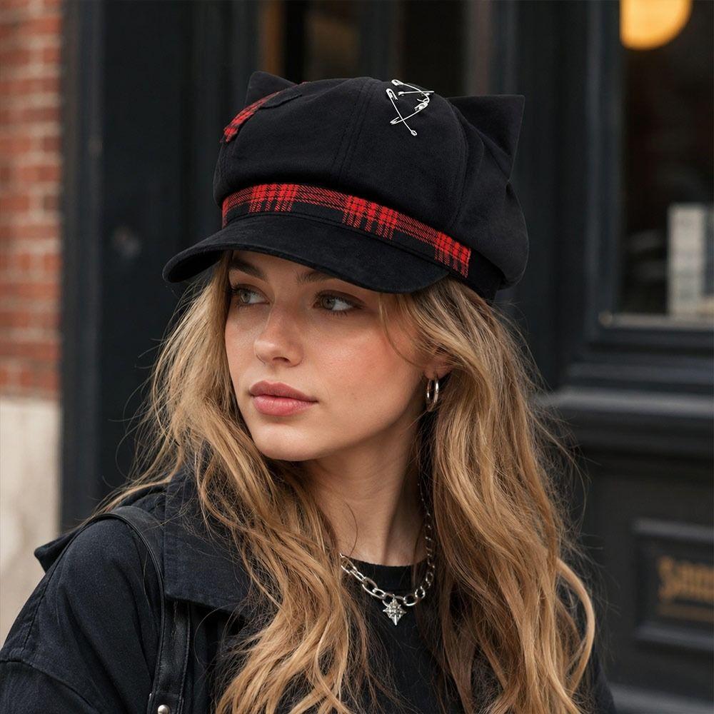 Y2K Newsboy Cap Adjustable Octagonal Hat New Beret Hat Women Men