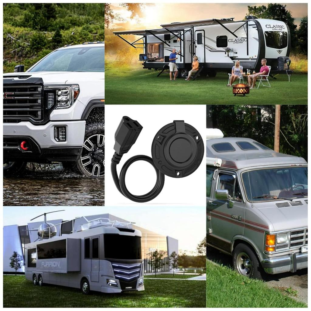 RV Shore Power Inlet Charger Plug 15 Amp AC Port Plug 125 Volt Power Inlet Socket And Waterproof RV Electrical Outlet Receptacle Box Integrated