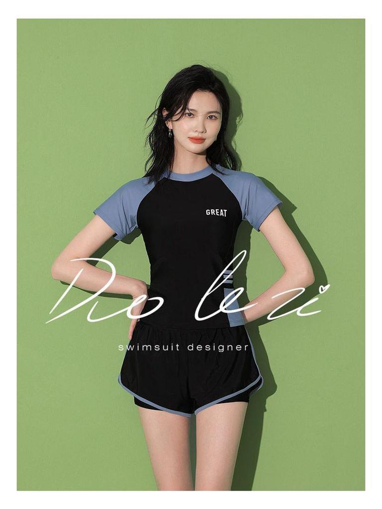 Costume da bagno da donna 2025 snellente con controllo pancia e spacco - Costume da bagno conservativo a gamba piatta per piscina e sorgente termale