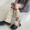 Women Punk Buckle Leather Leg Warmers Harajuku Grunge Leg Socks Side Buttons Wide Baggy Boot Covers Gaiters Streetwear