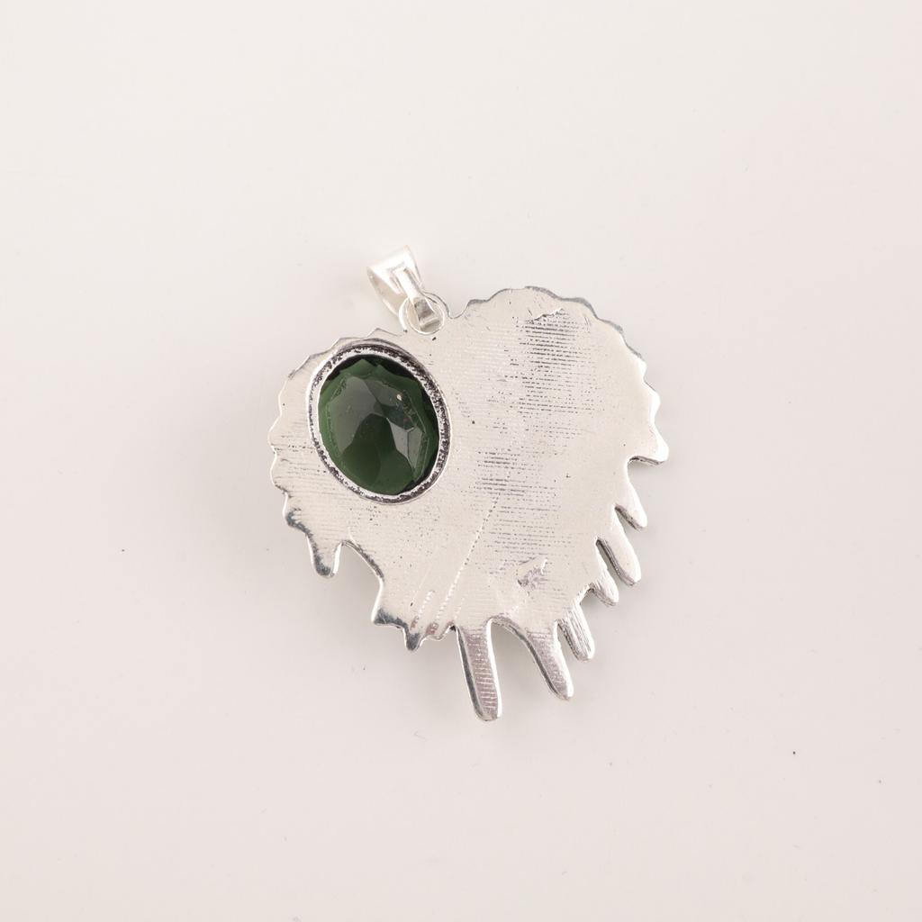 Green Tourmaline Gemstone 925 Sterling Silver Handmade Designer Pendant 1.49" CP-28-6