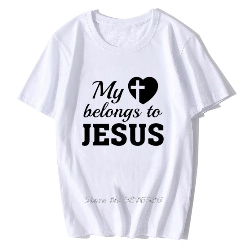 Summer Printed Jesus Saved My Life T Shirts I Belong To Jesus Tshirts Cotton Short Sleeve Christ Religion Christian Faith Tops