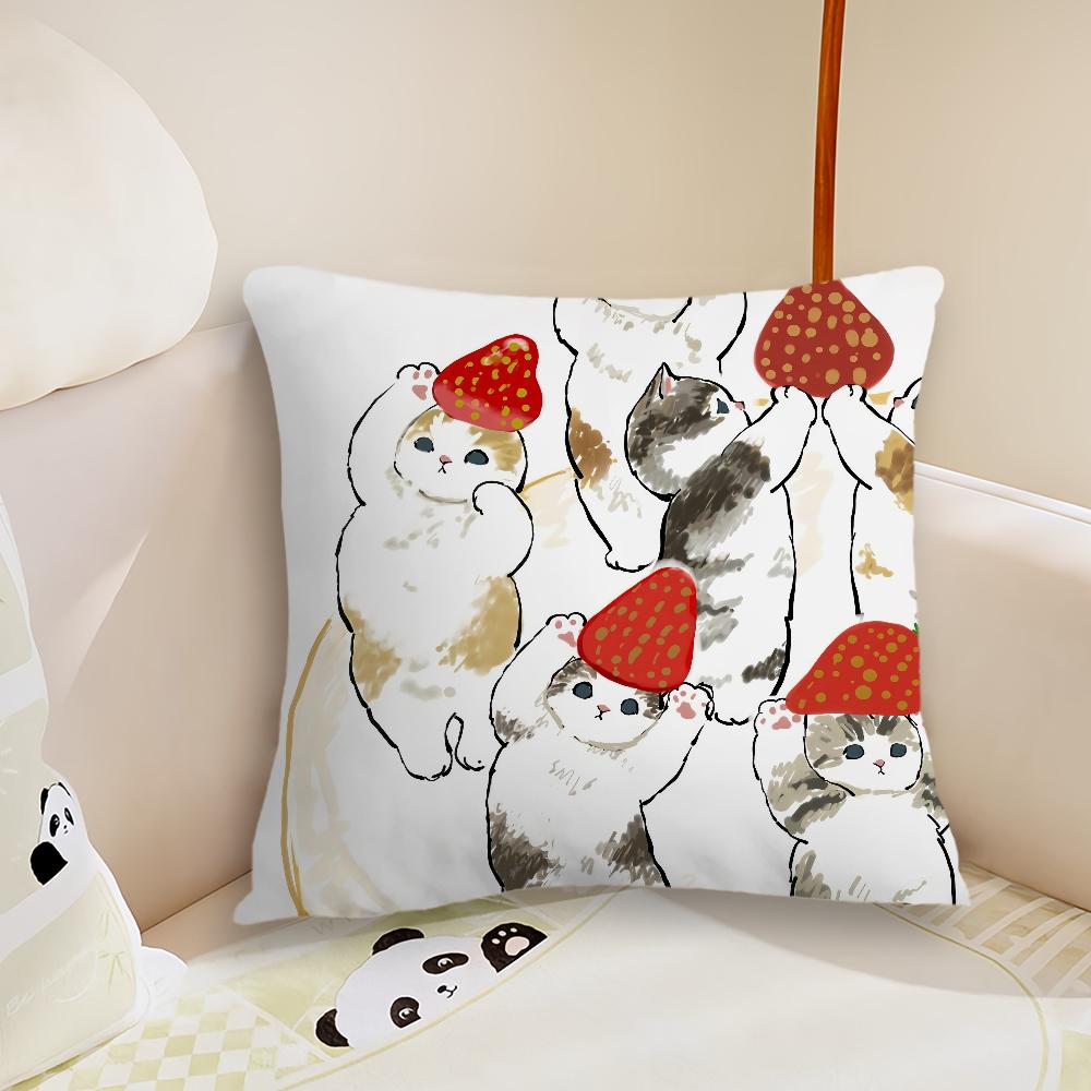 Cute MMofusand Cat Shark cushion cover Pillow Case Plush Fabric Soft Double Sided Print Sofa Cushion Cover Throw Pillow Covers