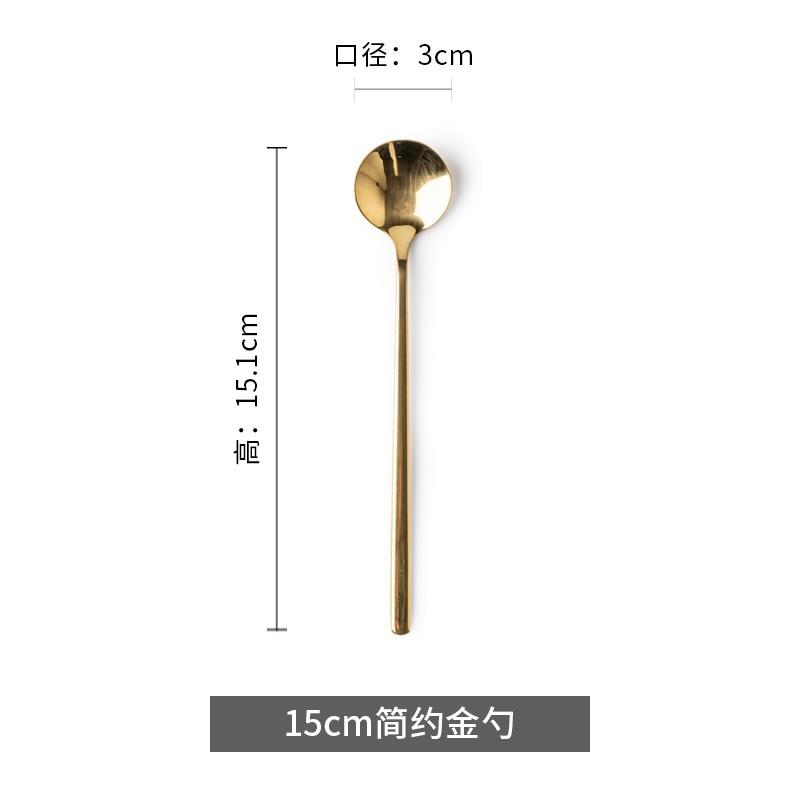Golden Spoon Long Handle Short Handle Coffee Spoon Characteristic Stainless Steel Spoon Stirring Spoon Main Meal Rice Spoon Outlet