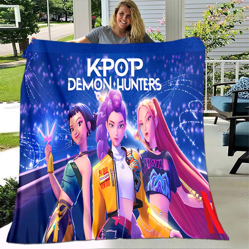 1pc Blanket Kpop Hunter5 Print Design, Lightweight Blanket for Sofa, Bed- Soft &Warm, Gift for All Seasons like Christmas, Halloween