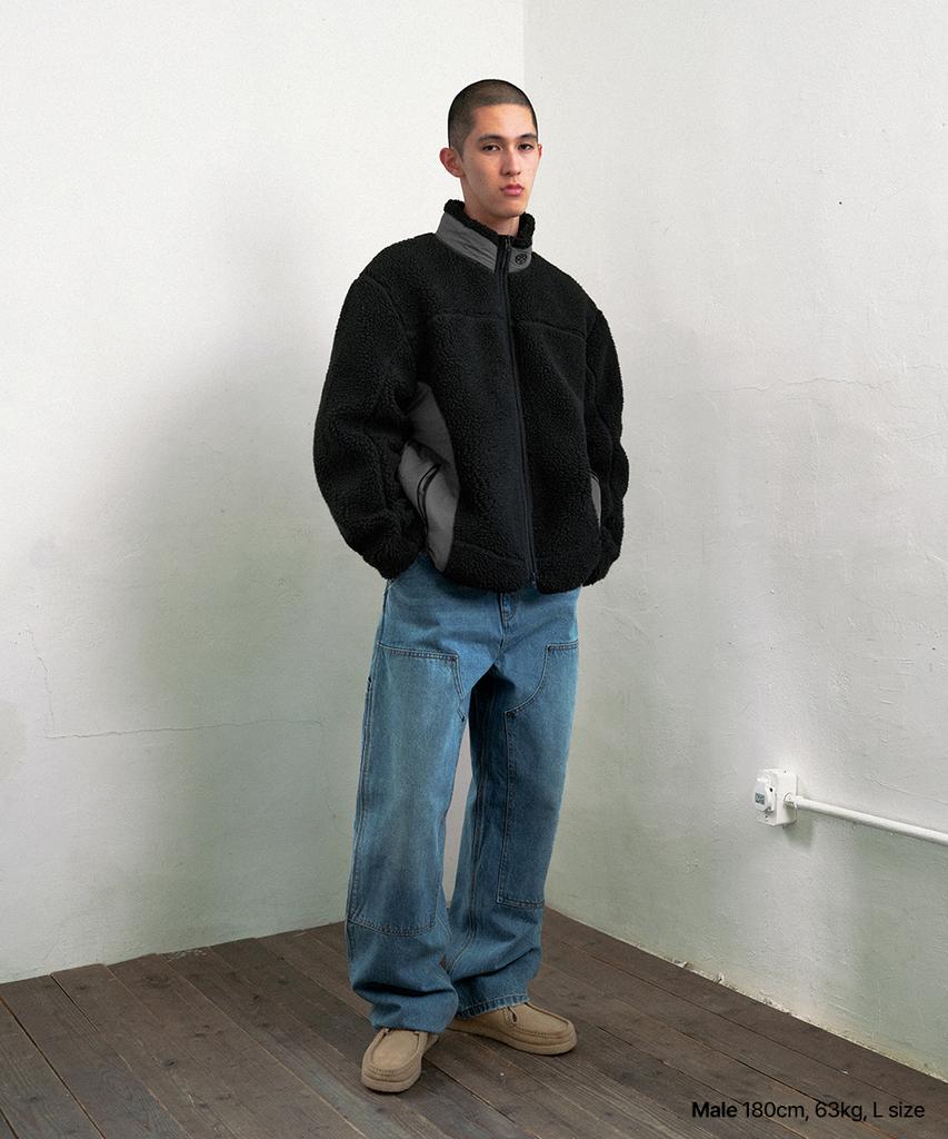Mahagrid Curved Sherpa Fleece Jacket Black(Mg2Efmj230A)