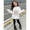 Girls' Child God Letter Casual Comfortable Soft Loose Pullover Sweatshirt and Leggings 2-Piece Set, New Autumn/Winter, Playful, Sweet and Cool Style