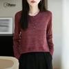 Zhenxu Women's Linen Blend Round Neck Long Sleeve Sweater