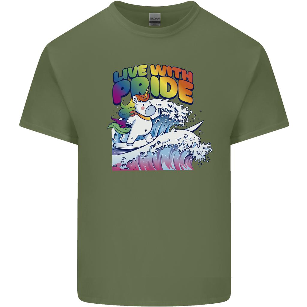 LGBT Live With Pride Unicorn Gay Pride Awareness Unisexs Light Cotton TShirt