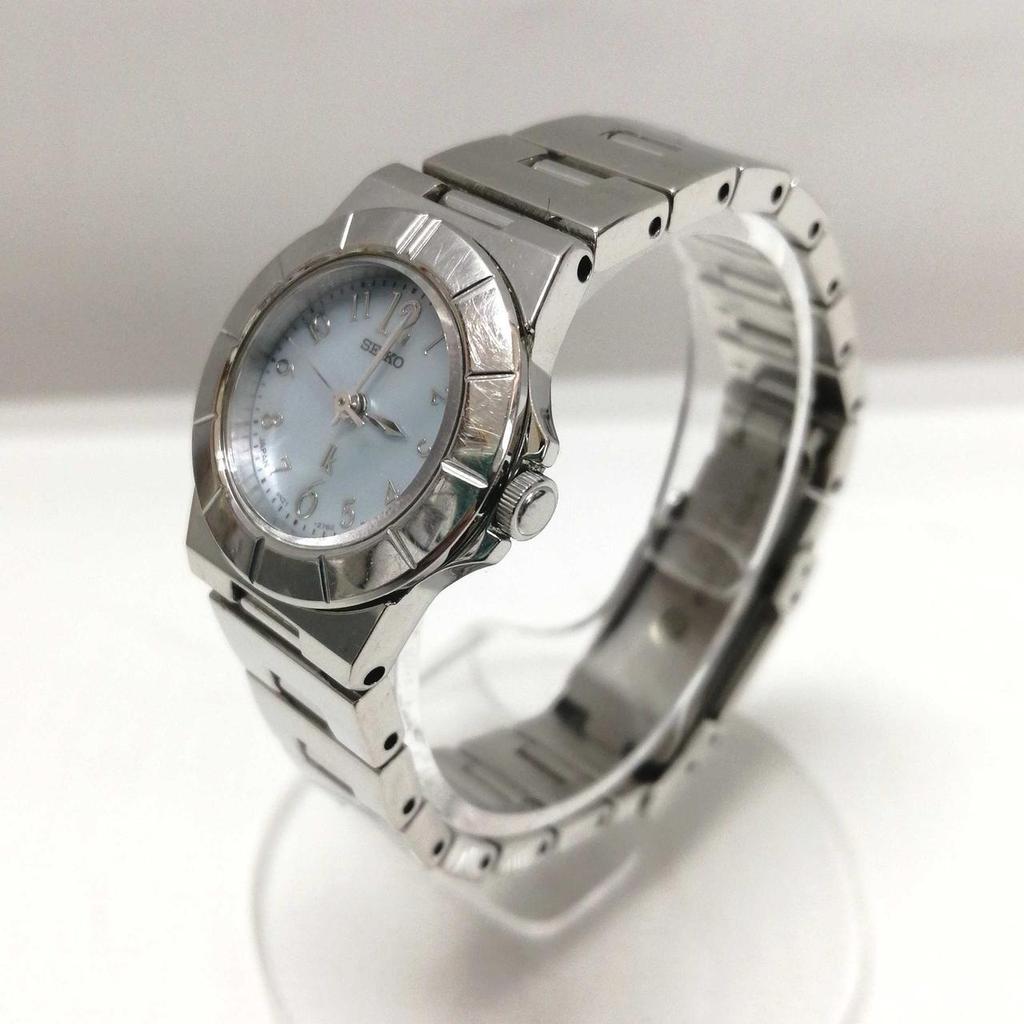 Used SEIKO 4N21-1130 Silver x Light Blue Quartz Watch
