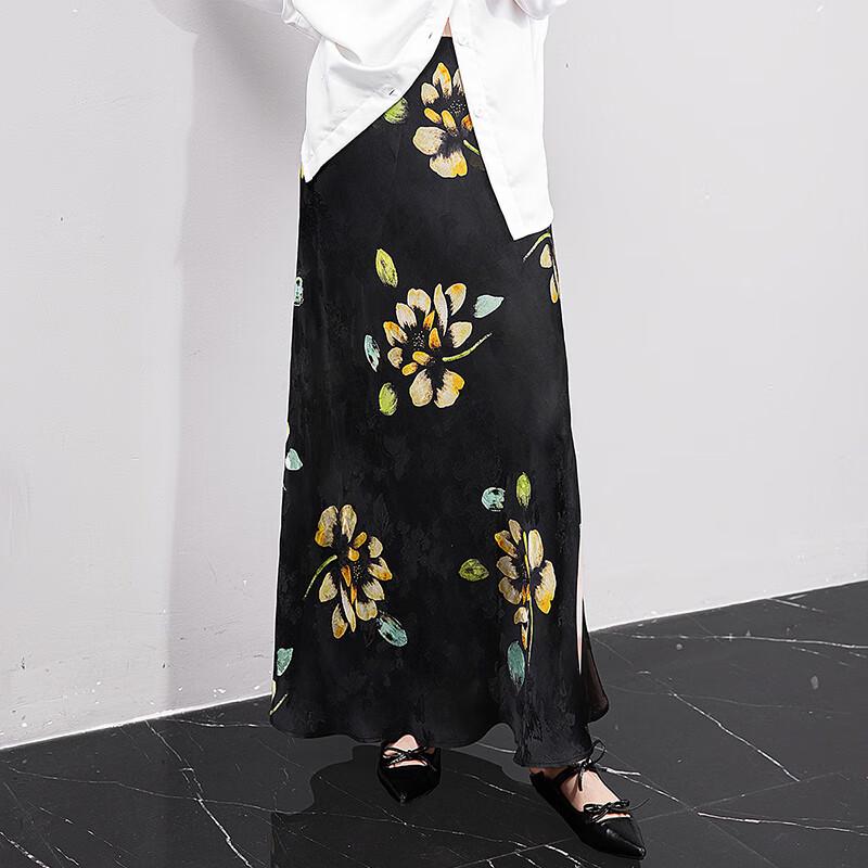 Elegant Floral Print High-Waist A-Line Maxi Skirt