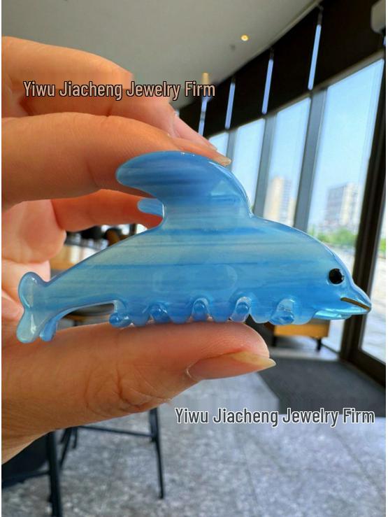 Elegant Acetate Dolphin Claw Hairpin: Ocean-Inspired Updo Shark Clip