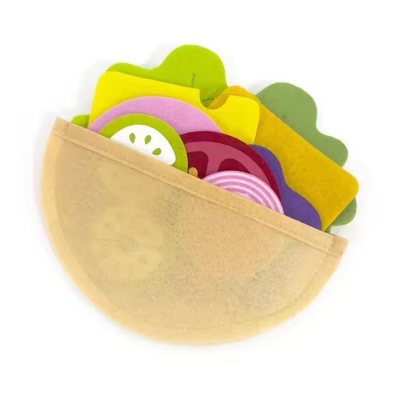 28PCS Felt Food Burger Sandwich Food Set Kids Montessori Preschool Educational Toy Kitchen Role Playing Gifts Plush Toy