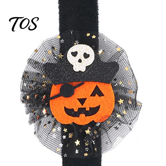Lightweight Portable Wrist Accessories Stuffed Halloween Slap Bracelets for Kids, Plush Pumpkin Ghost Skull Cute Comfortable Wearable Party Gear Band