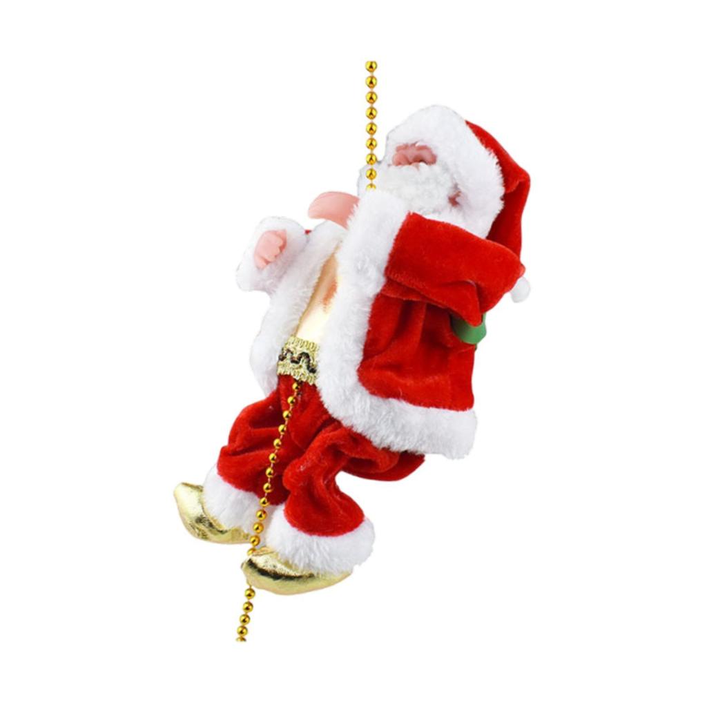 Climbing Santa Claus on Rope Funny and Music Moving Christmas Santa Claus Ornaments for New Year Holiday Family Door Indoor