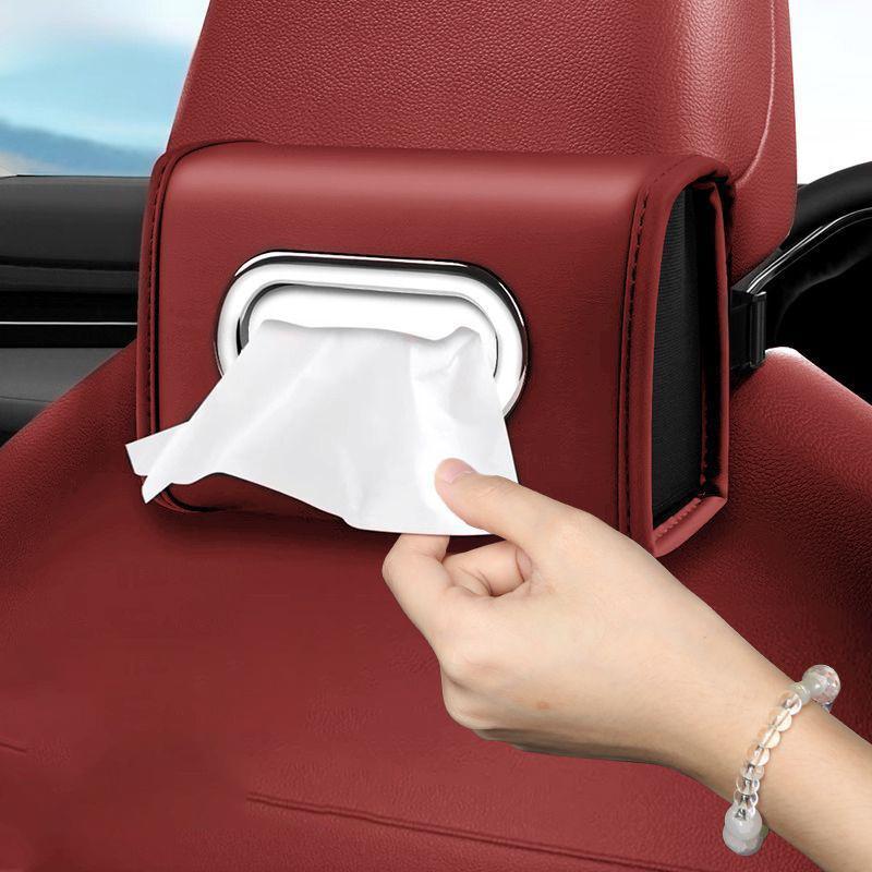 Car Tissue Box Holder Pu Leather Car Center Console Armrest Napkin Box, Hanging Multi-Functional Tissue Box, Tissue Bag