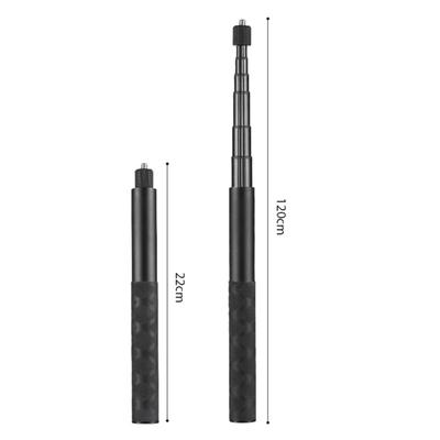 Výsuvný neviditelný selfie držák Hliníková slitina Šroub 1/4 palce Max. 120 cm / 47,2 palce. Náhrada délky pro Insta360 X4/ X3/ ONE
