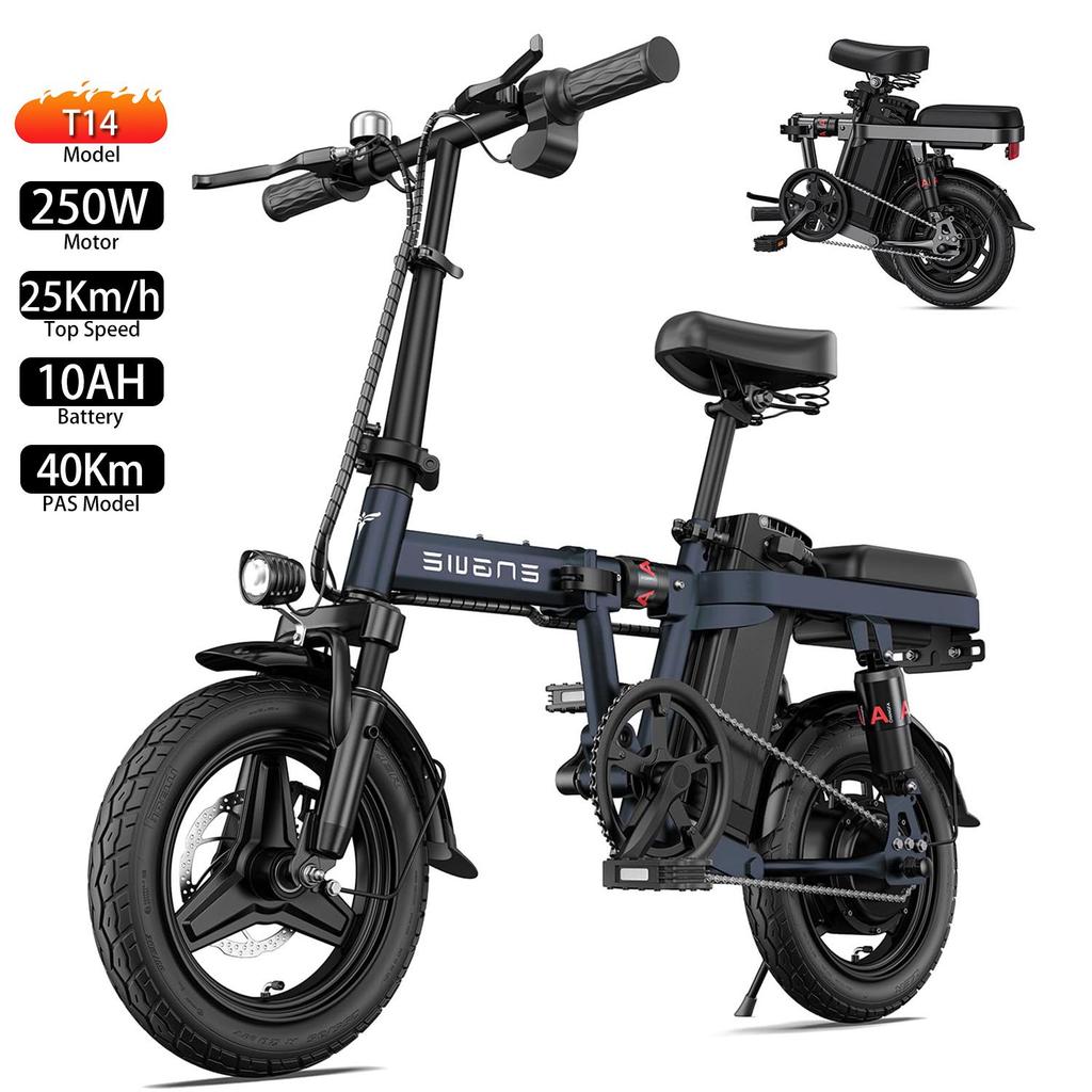Electric Bike Foldable ENGWE T14 14" 250W Motor Top Speed 25Km/h 48V 10AH Range 40Km Load 120KG Blue