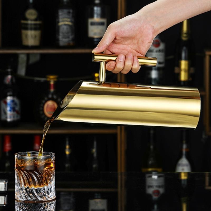 Elegant Gold Silver Nonrust Steel Pitcher With Ergonomic Grip Drip Proof Spouts Ideal For Dining Event And Daily Hydrations
