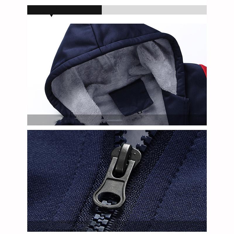 Autumn Winter Men's Casual Sports Suit Hooded Cardigan Plus Velvet Jacket Thick Sweater
