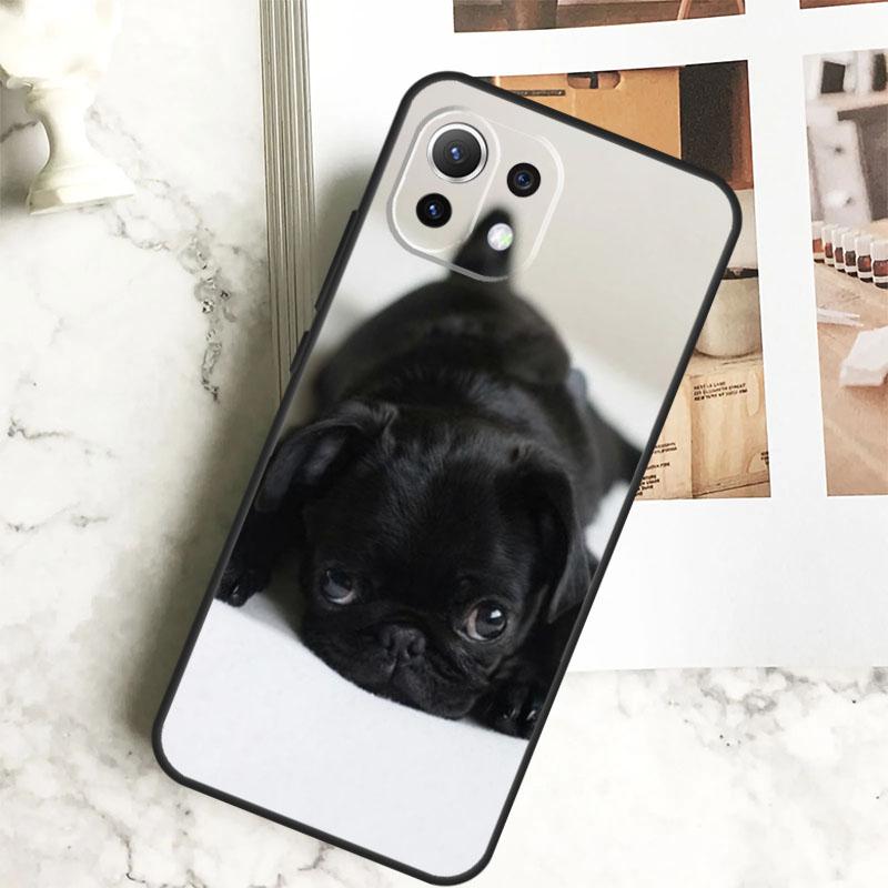 Cute Black Pug Dog Case For Xiaomi 14 Pro 13 Ultra 11T 12T 13T 12 Lite POCO X6 Pro M6 X3 X4 X5 M5s F3 F5 Cover