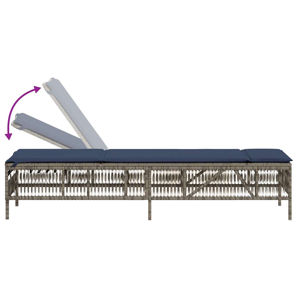2 Piece Sun Lounger Set with Table Gray Poly Rattan