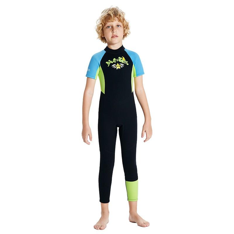Kids 2.5mm Neoprene Short Sleeve Full Wetsuit Boys Warm Water Surfing Snorkeling Swimming Gear