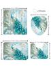 4pc Peacock pattern bath curtain set, 2D flat printing bathroom partition curtain, modern home curtain decoration